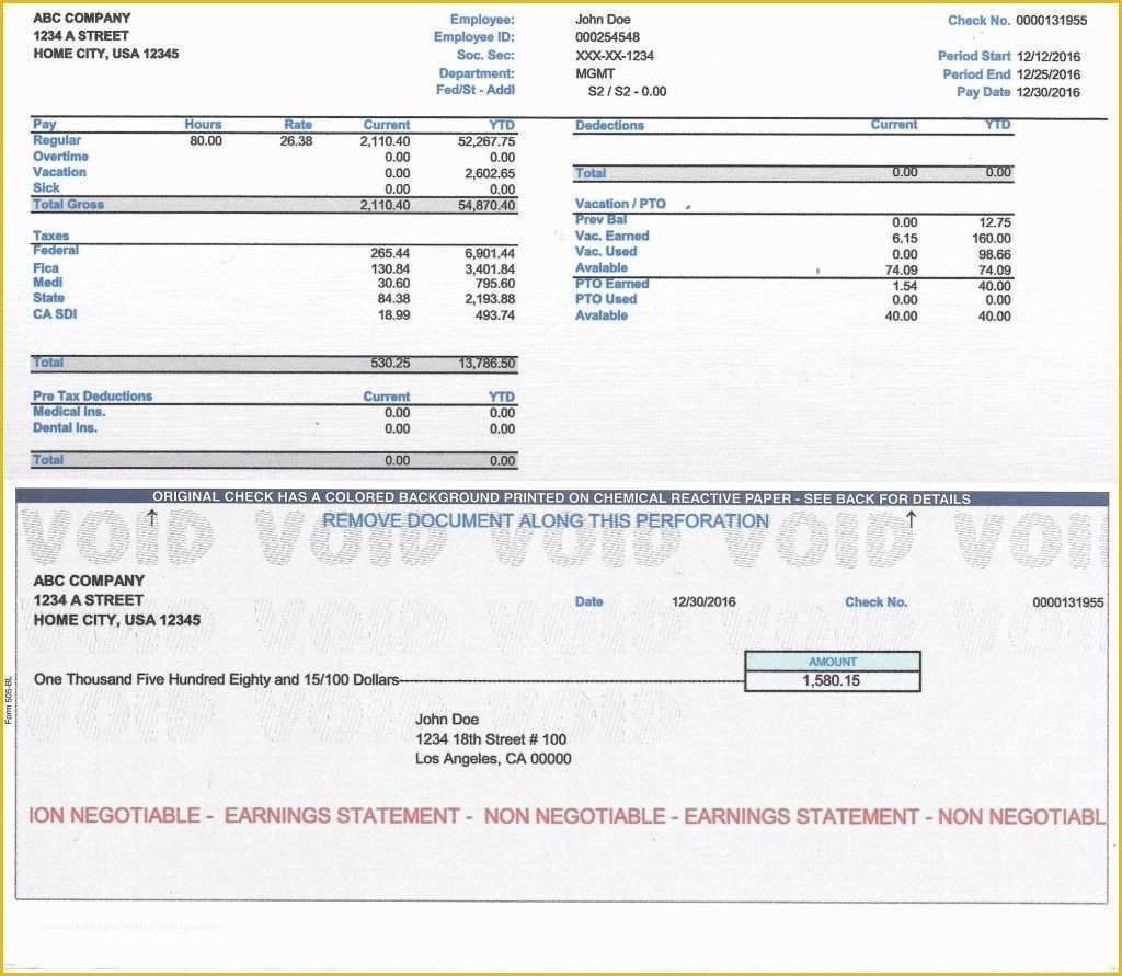 Printable Payroll Checks