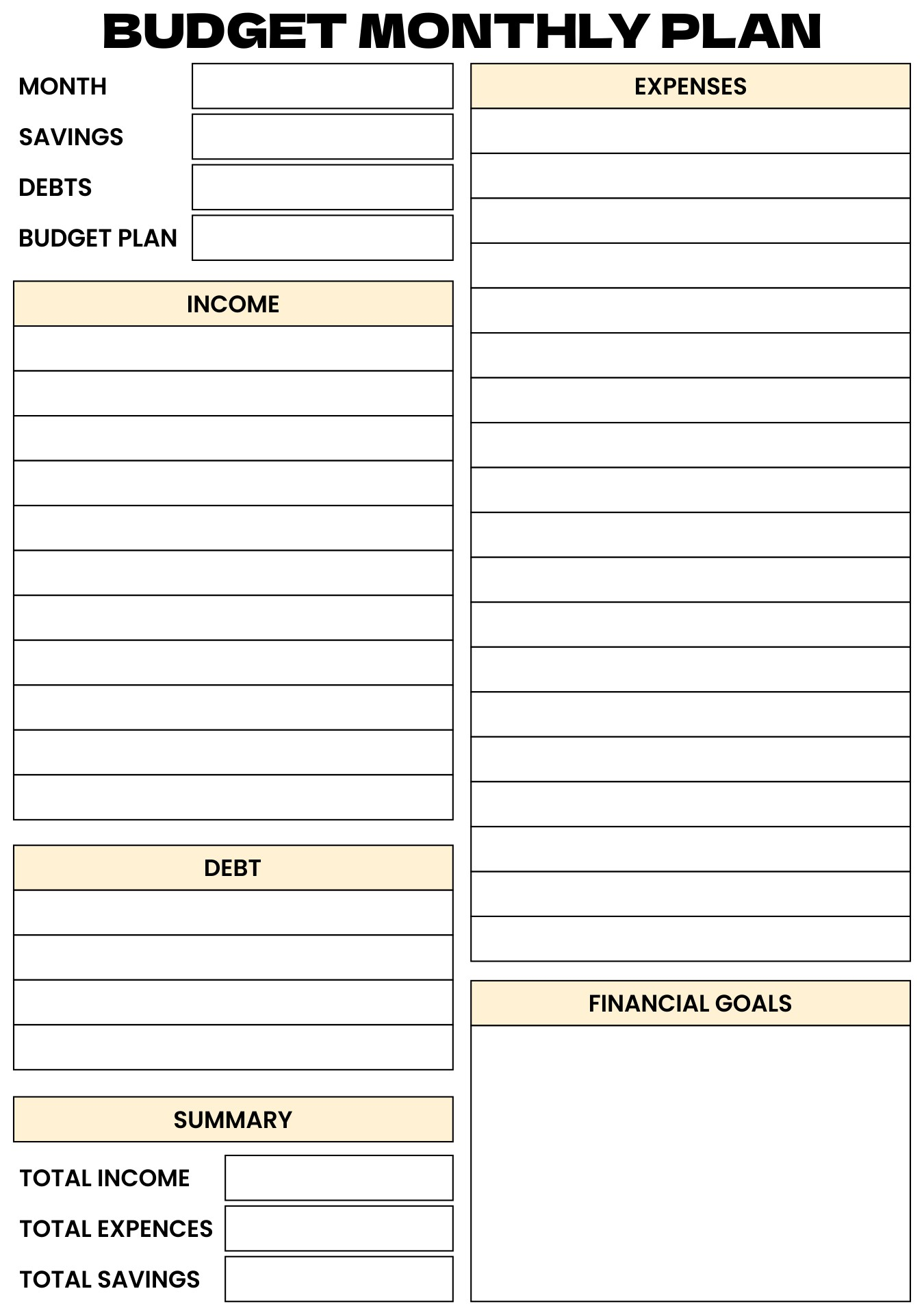 Business Income And Expense Worksheet