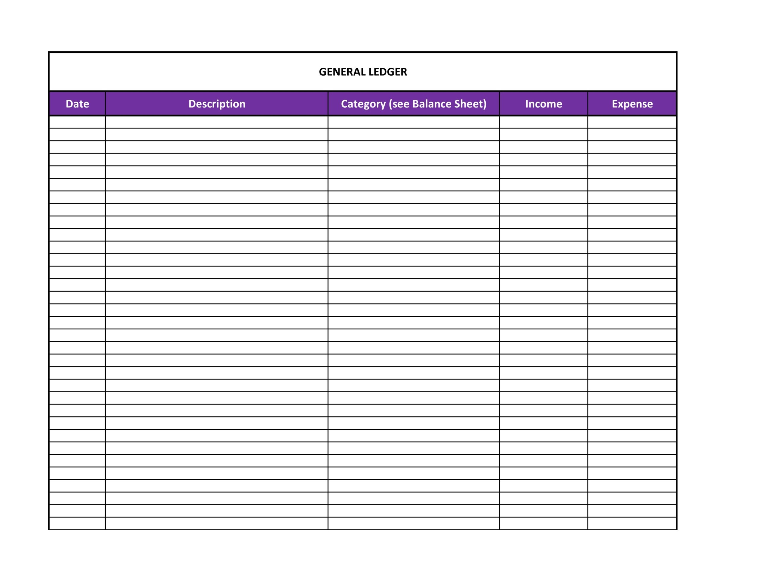 Expense Ledger Printable