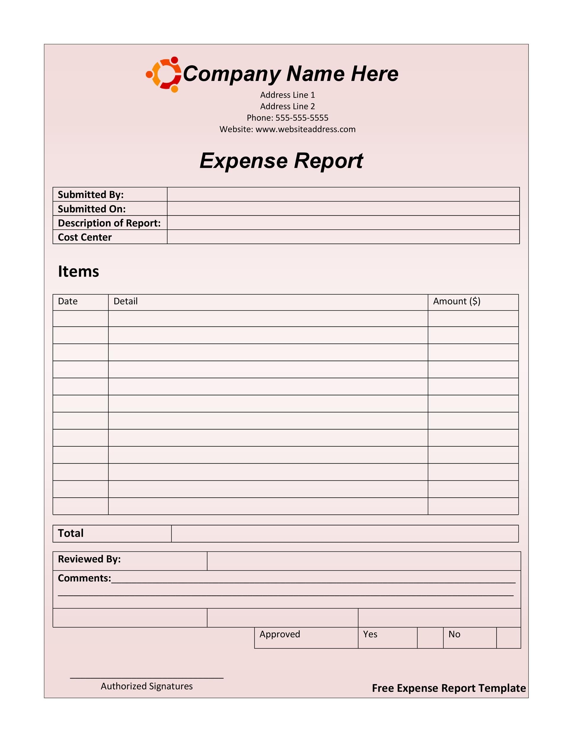 Printable Expense Report