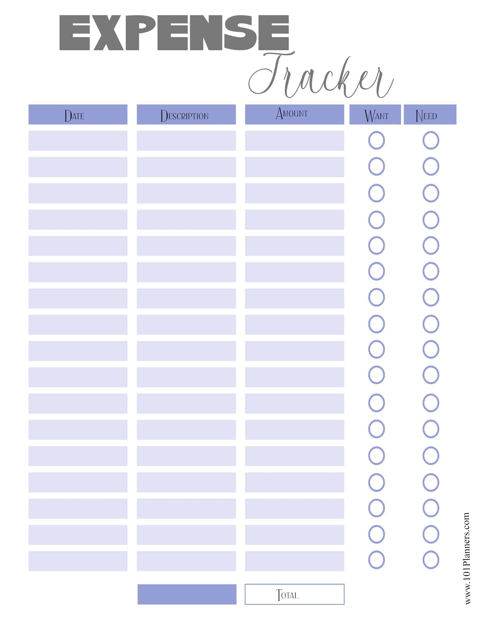 Printable Expense Tracker