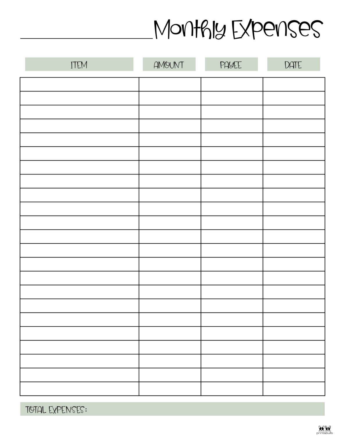 Spending Tracker Printable